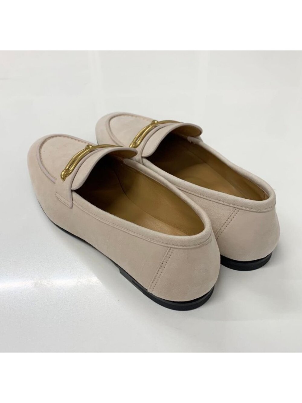 Hermes Colette Suede Roulis Buckle Moccasins Loafers Pink Beige - Picture 4 of 10